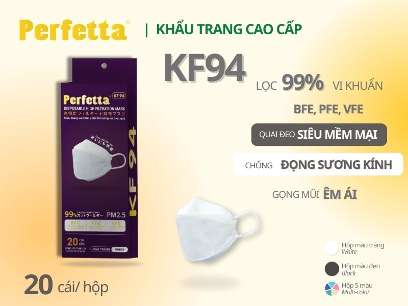 Khẩu Trang KF94 Màu Trắng Perfetta