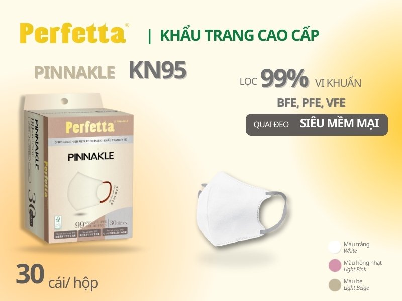 Khẩu Trang KN95 Màu Trắng Perfetta Pinakle