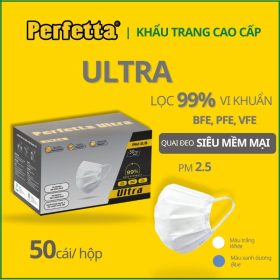Khẩu Trang Y Tế 4 Lớp Màu Trắng Perfetta Ultra Hộp 50 Cái