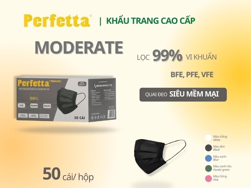 Khẩu Trang Y Tế Màu Đen Perfetta Moderate
