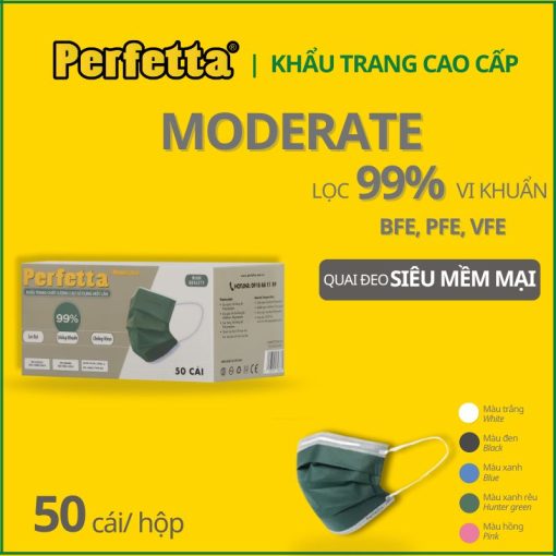 Khẩu Trang Y Tế Màu Rêu Perfetta Moderate