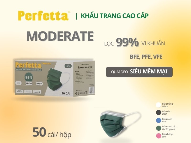 Khẩu Trang Y Tế Màu Rêu Perfetta Moderate