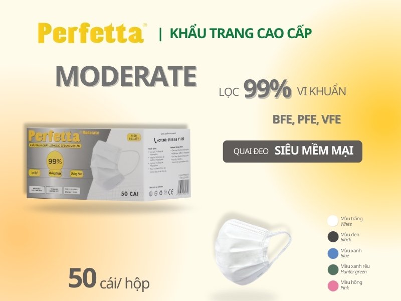 Khẩu Trang Y Tế Màu Trắng Perfetta Moderate