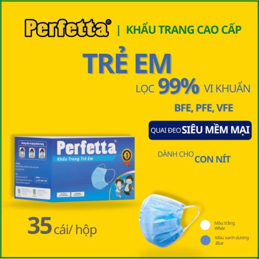 Khẩu Trang Y Tế Trẻ Em Màu Xanh Perfetta Children